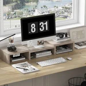 Dual Monitor Stand Riser, Adjustable Length and Angle Multi Screen Stand, Desktop Stand Storage Organizer for Laptop Computer/TV/PC/Printer- Marble