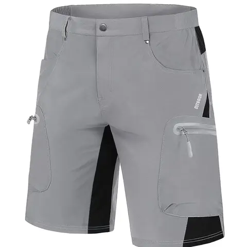 MAGCOMSEN Men's Athletic Color Block Ripstop Quick Dry Fitted Waist Training Cycling Shorts - 5-Pocket Utility (2 Thigh Zipper Pockets), Above the Knee Gym Clothes for Outdoor Activities