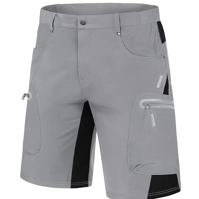 MAGCOMSEN Men's Athletic Color Block Ripstop Quick Dry Fitted Waist Training Cycling Shorts - 5-Pocket Utility (2 Thigh Zipper Pockets), Above the Knee Gym Clothes for Outdoor Activities