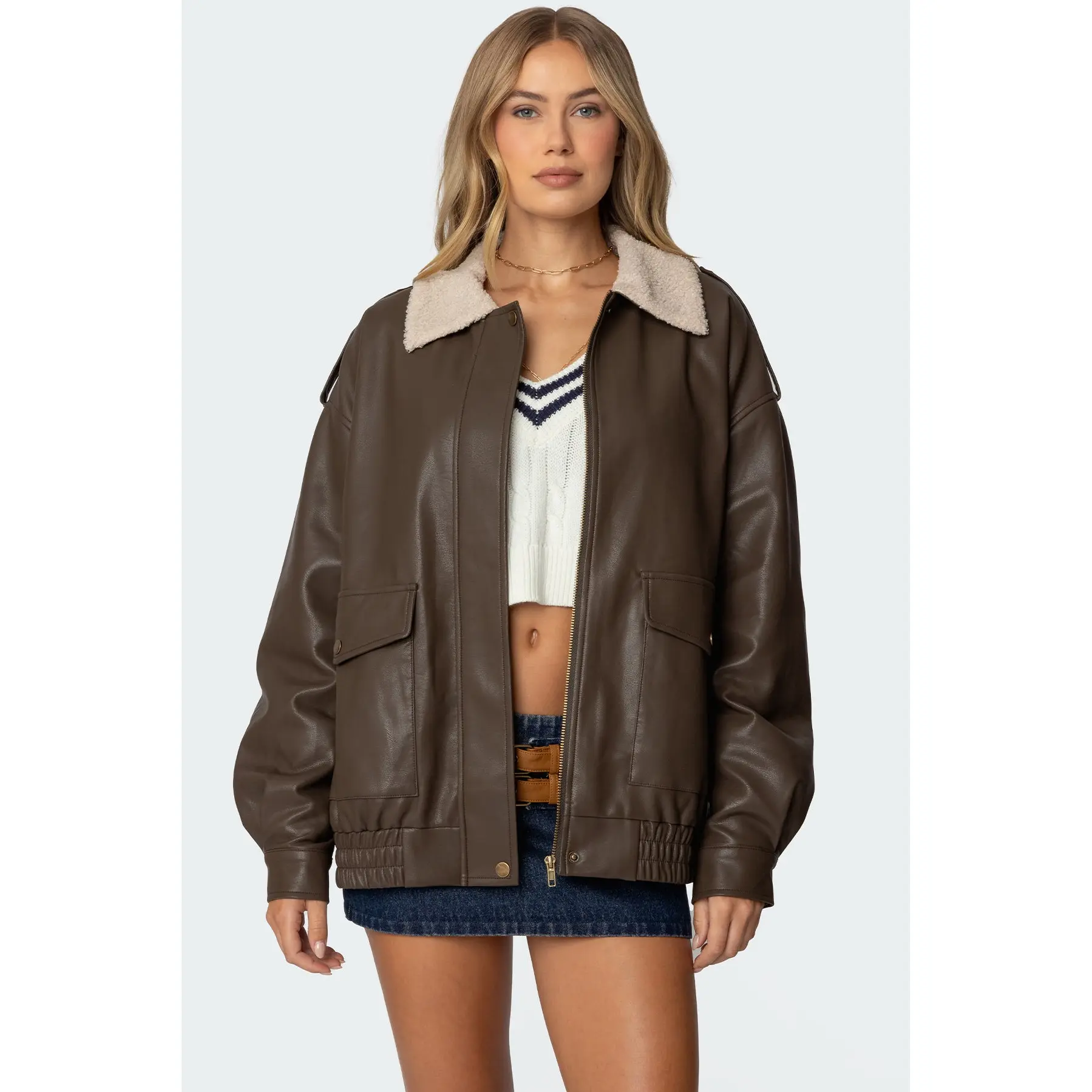 Ann Oversized Faux Leather Jacket Ann Oversized Faux Leather Jacket