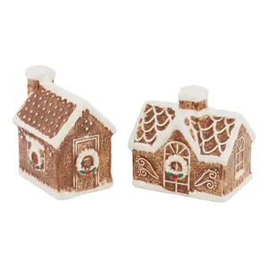 Martha Stewart Ceramic Gingerbread House Salt &Pepper Shaker