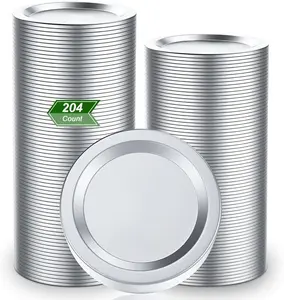 204pcs Regular Mouth Canning Lids, Canning Jar Lids for Ball, Kerr Jars, Split-Type Metal Mason Jar Lids for Canning, 100% Fit & Airtight 2.76" (70mm, Silver)