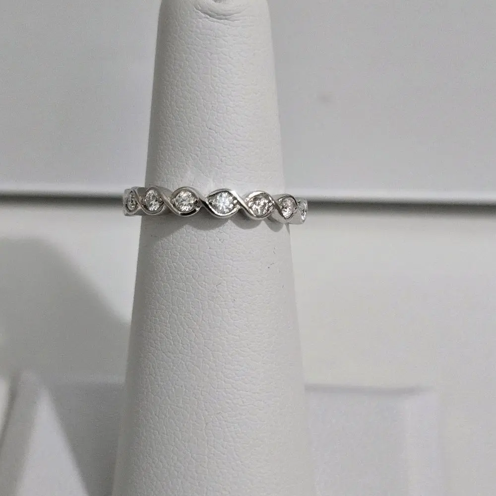 925 Stamped Silver Handcrafted Moissanite Twisted Infinity Wave Eternity Band - Statement Look Ring for Adults, Daily Wear, Size 5 Wedding Accessories
