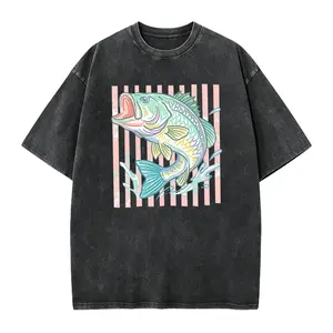 Retro Bass Fish Shirt, Pastel Fishing Graphic Tee, Preppy Coastal Lake Aesthetic T-Shirt, Summer Fishing Outfit, Large Mouth Bass Angler Gift Gift For Her, Cotton Fabric