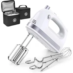 Hand Mixer Electric Handheld 400W, 5-Speed Lightweight Kitchen Mixer with Stain-resistant &  Storage Bag, 5 Stainless Steel Attachments for Baking Cake Egg Cream  Beater