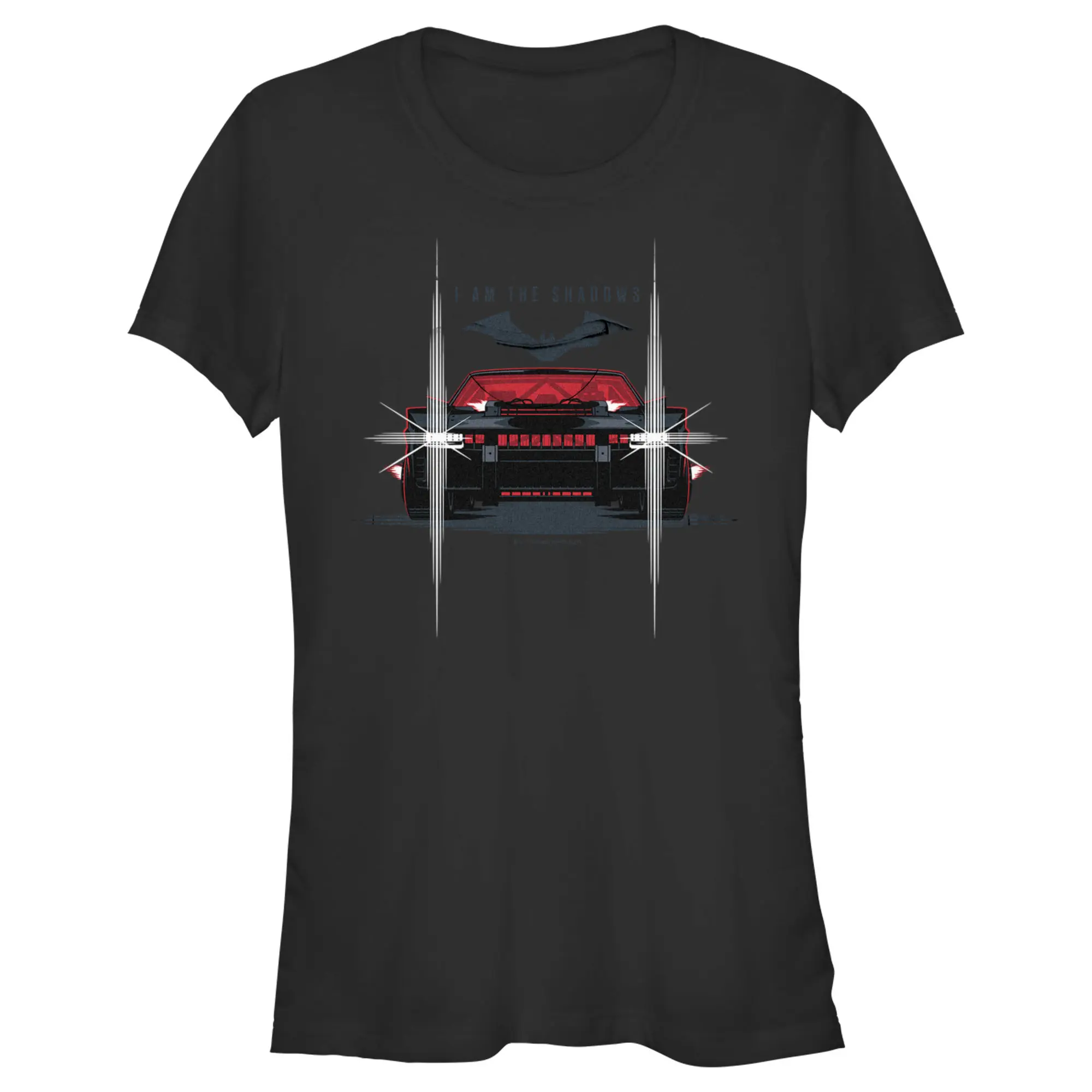 Juniors Womens The Batman Batmobile Headlights I Am The Shadows T-Shirt