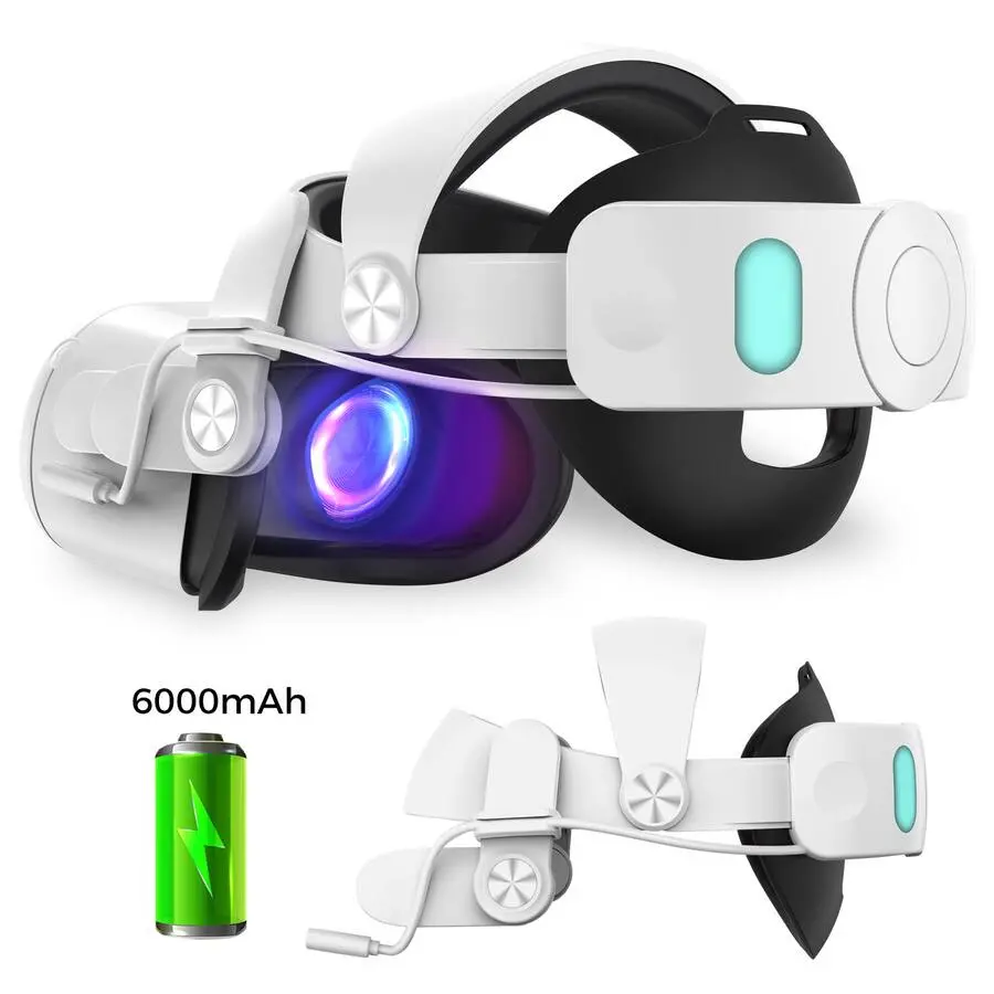 Alpha Digital MQ3 PRO Meta Quest 2 Head Strap with 6000mAh Battery - White