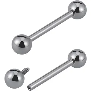 14G ASTM F136 Titanium Straight Barbell Rings for Nipple/Tongue/Dimply/Industrial - Internally Threaded Hypoallergenic Body Piercing Jewelry Gift for Women & Men, Nickel Free, Lead-Free
