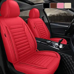 Red Luxury PU Leather Car Seat Cover 5 Seats Full Set Front Rear Back Protector Waterproof Automotive Interior Universal
