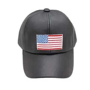 NEW Adult Black Curved Brim Hat With Embroidered American Flag Patch Adjustable Baseball Cap