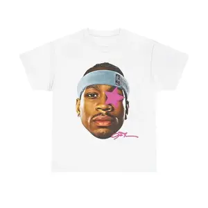 Allen Iverson Inspired Vintage Graphic T-shirt 90s Styled   Retro Top with Hip-Hop Vibes and Comfortable Fit Crewneck Shortsleeve graphic tees