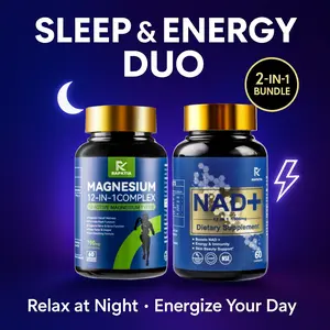 Zero Sugar Sleep & Energy Duo – Magnesium 12-in-1 Complex + NAD+ Cellular Energy Support, Promotes Relaxation, Restful Sleep & Daily Vitality, Gluten-Free, Vegan, Non-GMO