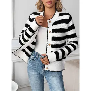 Cozy Striped Button Up Cardigan