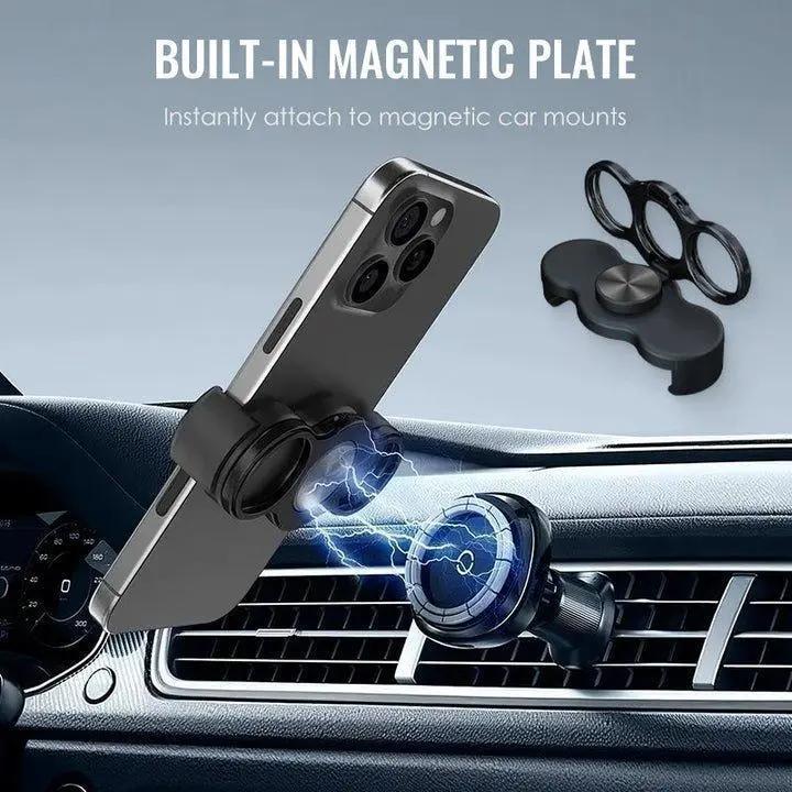 360 Rotation Phone Ring Stand, Dual Finger Loop Grip, Foldable Adjustable Mobile Holder with Desktop Support