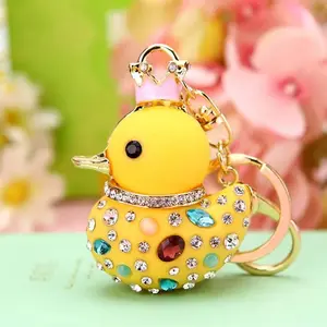 Duck Rhinestone Keychain Charm Pendant - Elegant Design for Keychains and Accessories