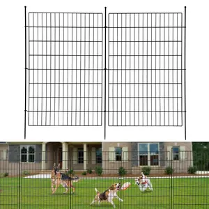 Decorative Garden Fence,10 Panels No Dig Decorative Fence for Outdoor,Yard, Patio,40 in(H) X 24 ft(L) Animal Barrier Rustproof Metal Wire Panel,Temporary Dog Fencing- Horizontal