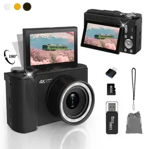 Digital Camera for Photography with Fill Light, 4K Vlogging Camera, 16X Digital Zoom Compact Cameras, 180°Flip Screen Camera, 48MP Vlogging Camera with 32GB Card, Point and Shoot Digital Cameras