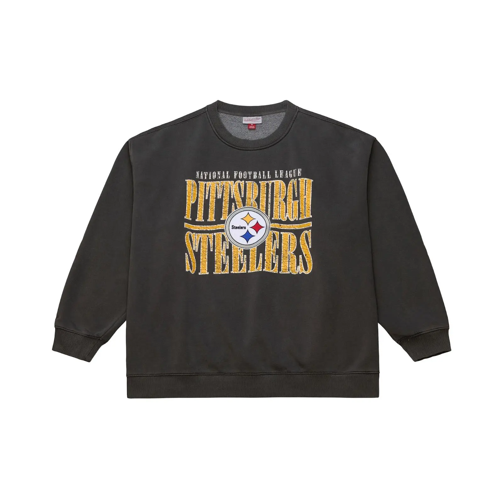 Pittsburgh Steelers Charcoal Downtown Fleece Sweatshirt NFL Throwback Crewneck Vintage Fan Gear Mitchell & Ness
