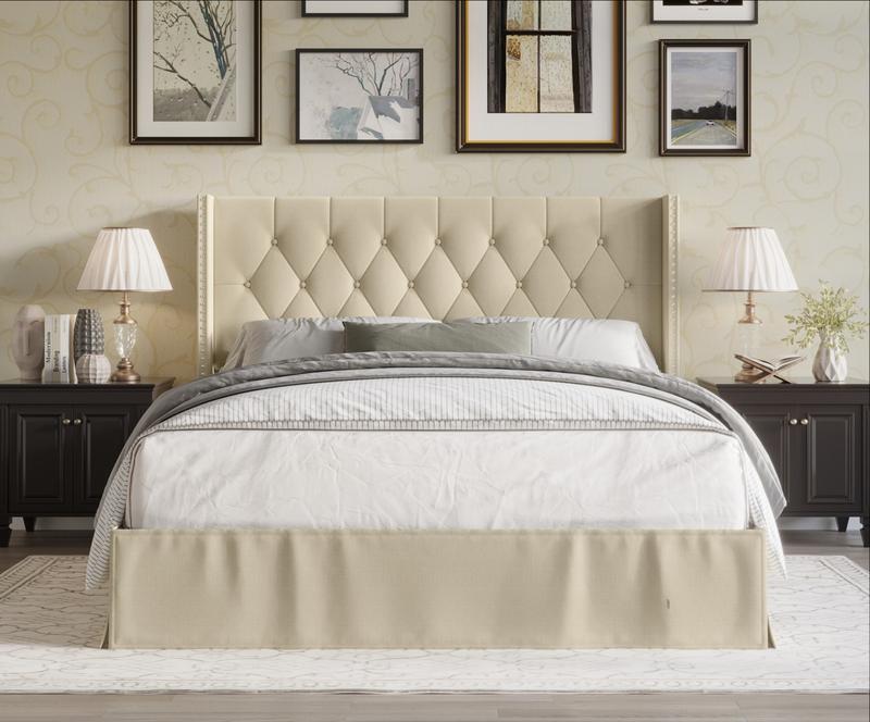 Favorer Billy Tufted Upholstered Platform Bed - Wingback or Non-Wingback, Available in Multiple Sizes, Classic Design