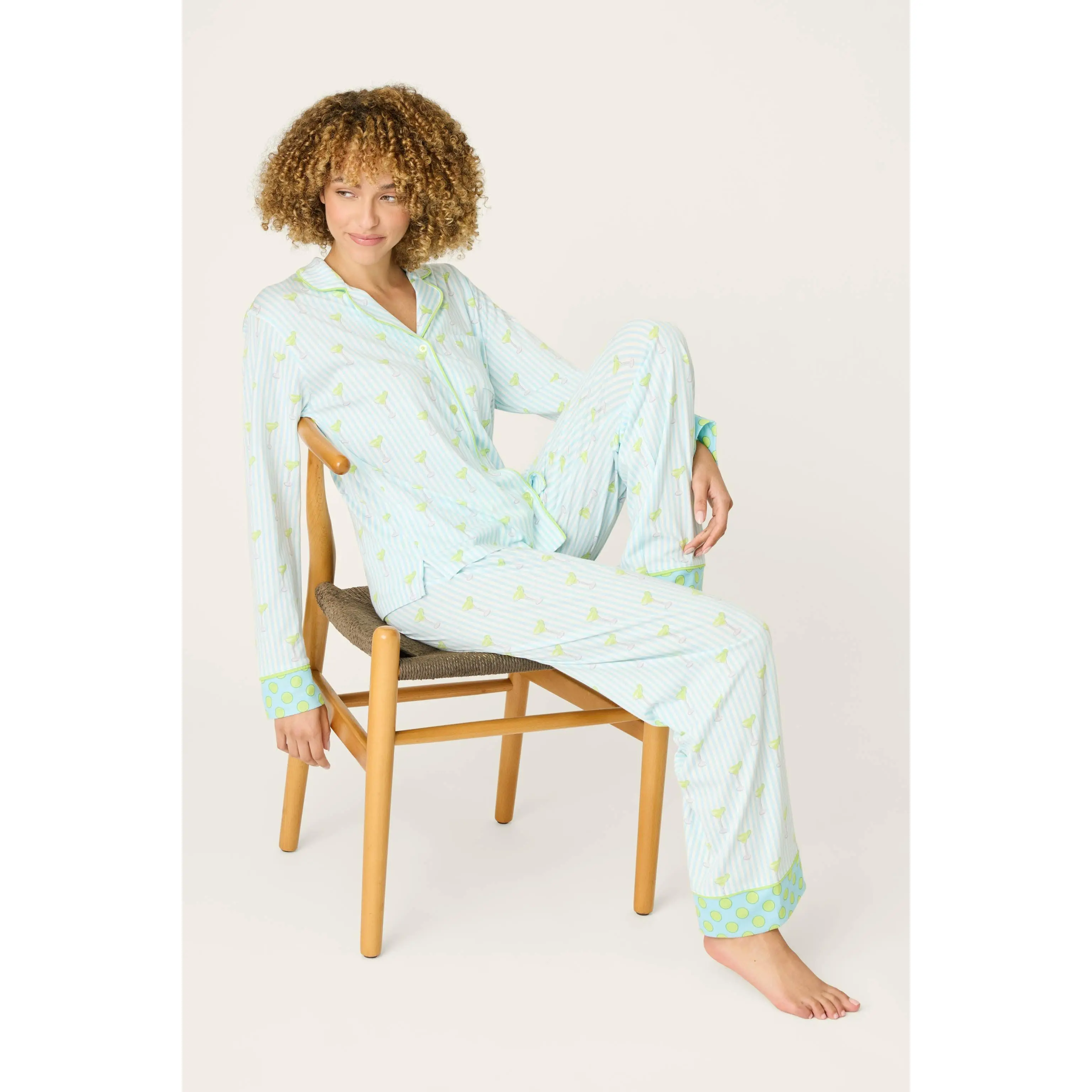 Playful Prints Salty Cadillac Striped Long PJ Set