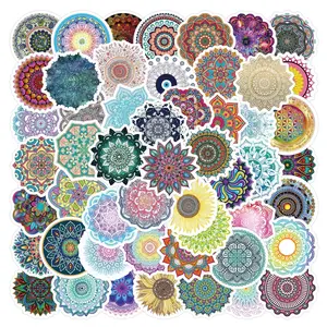 60 Sheets New Mandala Cartoon Graffiti Stickers, Waterproof Car Luggage Cup Skateboard Phone Case Stickers, Fun Decorative Decals