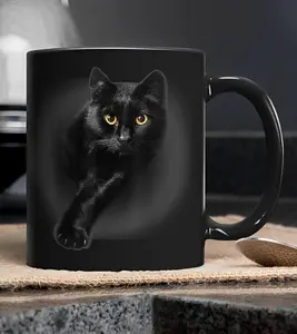 [Sale Up To 40% + Freeship] [SALE 50% FOR A LIMITED TIME + FREE SHIP ] Mugs Black Cat, Black Cat Coffee Mug, Black Cat On Black Mug, Office Coffee Cup Gift, Cat Halloween, Cat Mom Cat Dad Gift, Cat Lover Gift