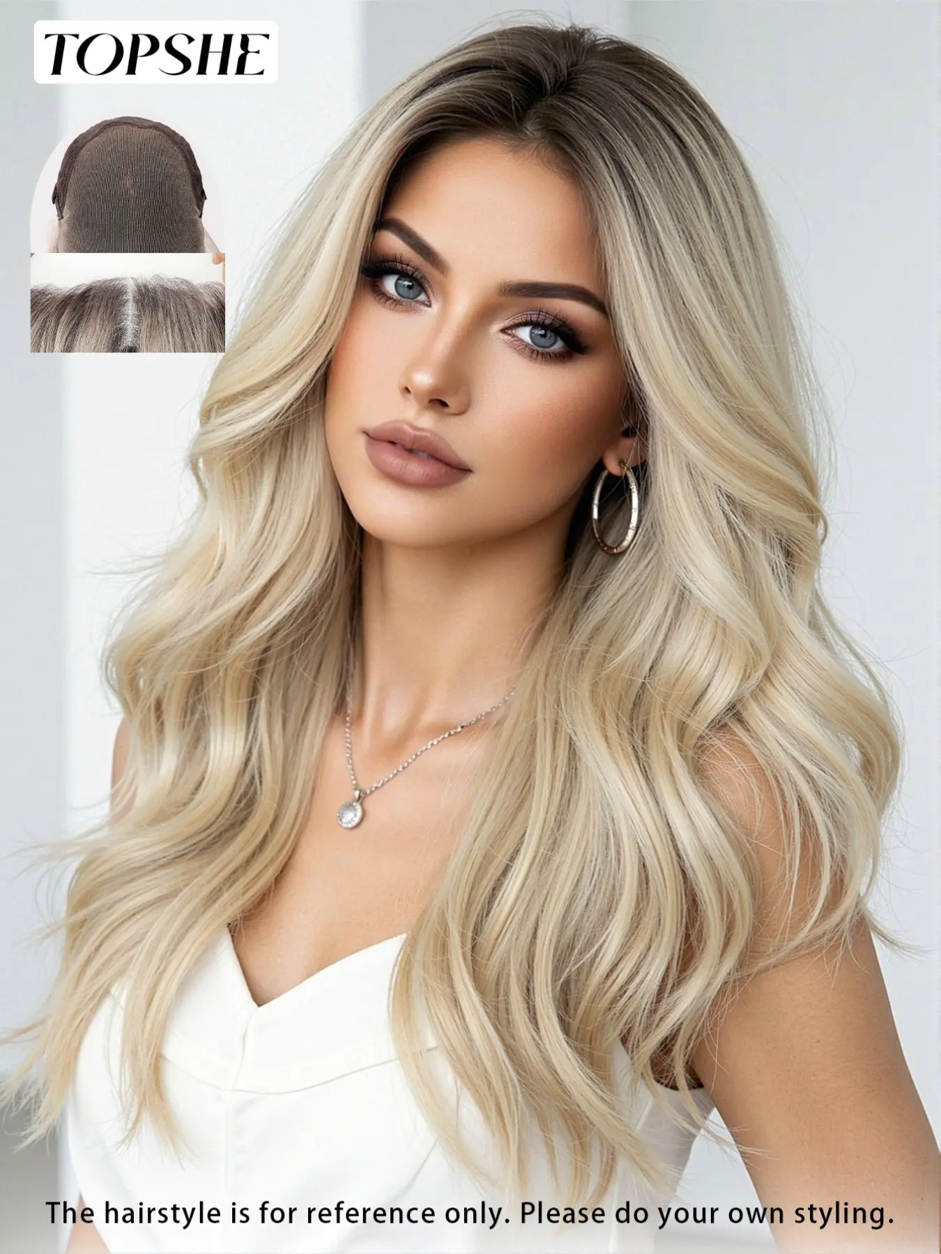 Topshe 13x6 Lace Front Wig, Lace Frontal Wigs, Glueless Hd Wigs, Premium Synthetic Hair, Deep Root Gradient, Natural Parting, Lightweight, Easy Wear, Party Cosplay, All Seasons