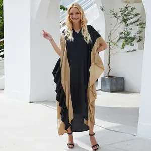 New V-neck short-sleeved ready-to-wear multi-color earring lace long dress - Arabian robe - abaya Women's Arabian Dress Muslim Women Gowns Women's Kaftan Dress  Dresses for Women, Loose Abayas