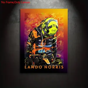 1 piece/set of frameless canvas painting print poster, Unframed Art Print, classic abstract art, racing driver Lando Norris, gift for F1 race car enthusiasts, ideal gift for bedroom, living room, kitchen, mural, wall decoration, room decoration