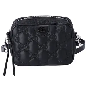 Pre-owned GUCCI Nylon Crossbody Bags GG Matelasse Shoulder Bag Black GG 702234 Leather