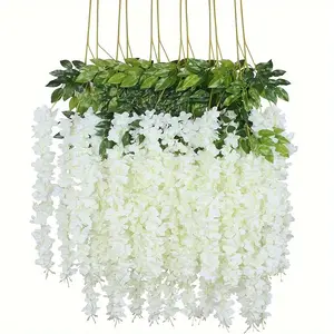 12pcs Wisteria Hanging Flowers, Artificial Wisteria Vine Fake Flowers, Hanging Garland for Weddings Parties, Garden Decor, Home Wall Decoration, Artificial Flower Arrangements, Artificial Faux Greenery
