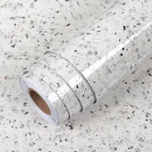 1Roll Granite Contact Paper Peel & Stick Countertops For Kitchen Waterproof Wallpaper Self Adhesive Terrazzo Countertops Waterproof Kitchen Countertop Marble Wallpaper Vinyl Self Adhesive White Granite Countertop Contact Paper Marble Backsplash Wallpaper