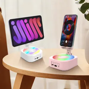 Cell Phone Stand with Wireless Bluetooth Speaker, LED, Anti-Slip Base HD Surround Sound,Perfect for Home/Outdoor with Bluetooth Speaker for Desk Compatible with iPhone/ipad/Android,Gifts for Men Women