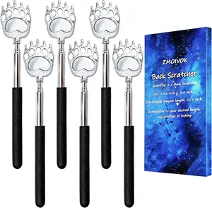 6 Pcs Back Scratcher Extendable,Metal Bear Claws Back Scratchers,Backscratche for Men, Women,Adults,Christmas Stocking Stuffers (Black)