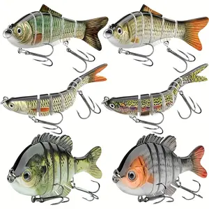 [Multi-Section Fishing Lures] 3/6pcs Multi-Section Fishing Lures Set - ABS Material, Mixed Color, Sinking Bait for Freshwater and Saltwater Bass Fishing, Fishing Gear