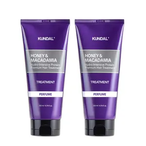 [EXP Jun 2026]KUNDAL Honey & Macadamia Hair Treatment 2-Pack (6.76 fl oz x 2) - Amber Vanilla Intense Repair Conditioner for Dry, Frizzy & Damaged Hair, K-Beauty Glass Hair Routine