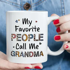 1pc, "to Grandma/ Grandpa"Gift, Best Gift, Birthday Gift, Anniversary Gift1pcs, 3A grade, MY FAVORITE PEOPLE CALL ME GRANDMA, warmly sweet mug for grandma, 11oz ceramic mug, gift coffee drinkware, best birthday/ house living/ party gift of tea cup, gift c