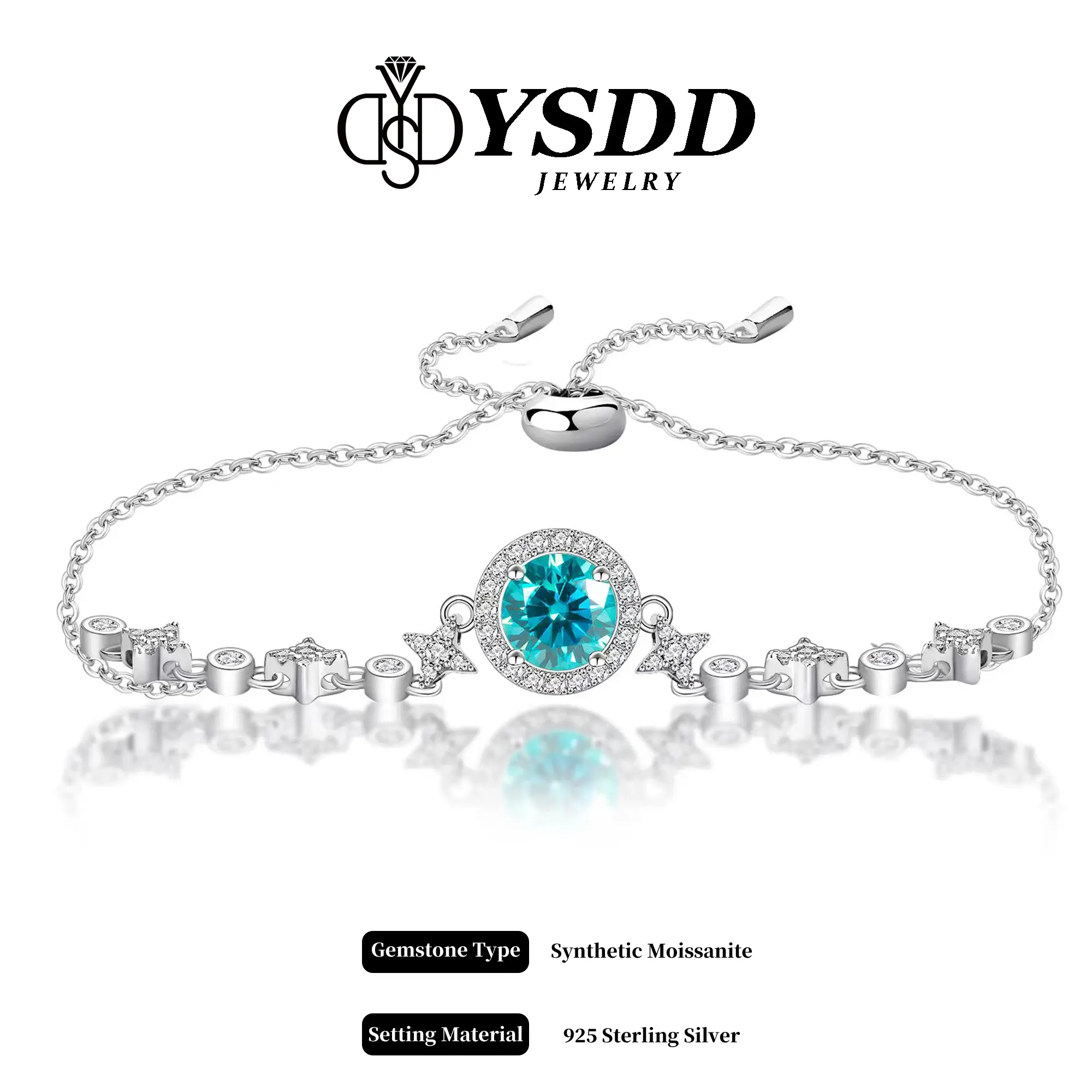 【#287 Starry Halo 】DIY Colors 1CT Round Halo Moissanite Slider Bracelet in 925 Sterling Silver 【#287 Starry Halo 】DIY Colors 1CT Round Halo Moissanite Slider Bracelet in 925 Sterling Silver