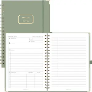 Meeting Notebook for Work Organization - Work Planner Notebook with Action Items, Agendas Business Projects Meeting Notes, Office Supplies for Men & Women - 100 Pages