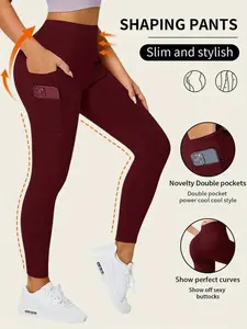 High Waist Pocket Shaping Leggings for Women, Ultra-Elastic Slimming Yoga Pants, Sporty Skinny High Fashion Versatile Bottoms, Skinny Sports Leggings