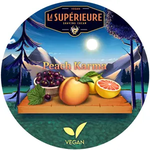 La Supérieure Peach Karma Shave Cream - Vegan Shaving Cream in a Round Jar with Fruit and Citrus Flavor, Ideal for Cleansing and Comfort