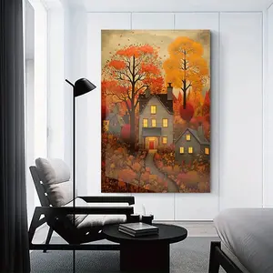 1pc Autumn Harvest Scene with Lush Leaves, Ideal Wall Decoration for Living Room, Bedroom Or Hallway, Seasonal Home Decor| Autumn Leaves Artwork, Independence Day And Graduation Season Gift, Unframed, 2D Flat, Wrapped Canvas Painting