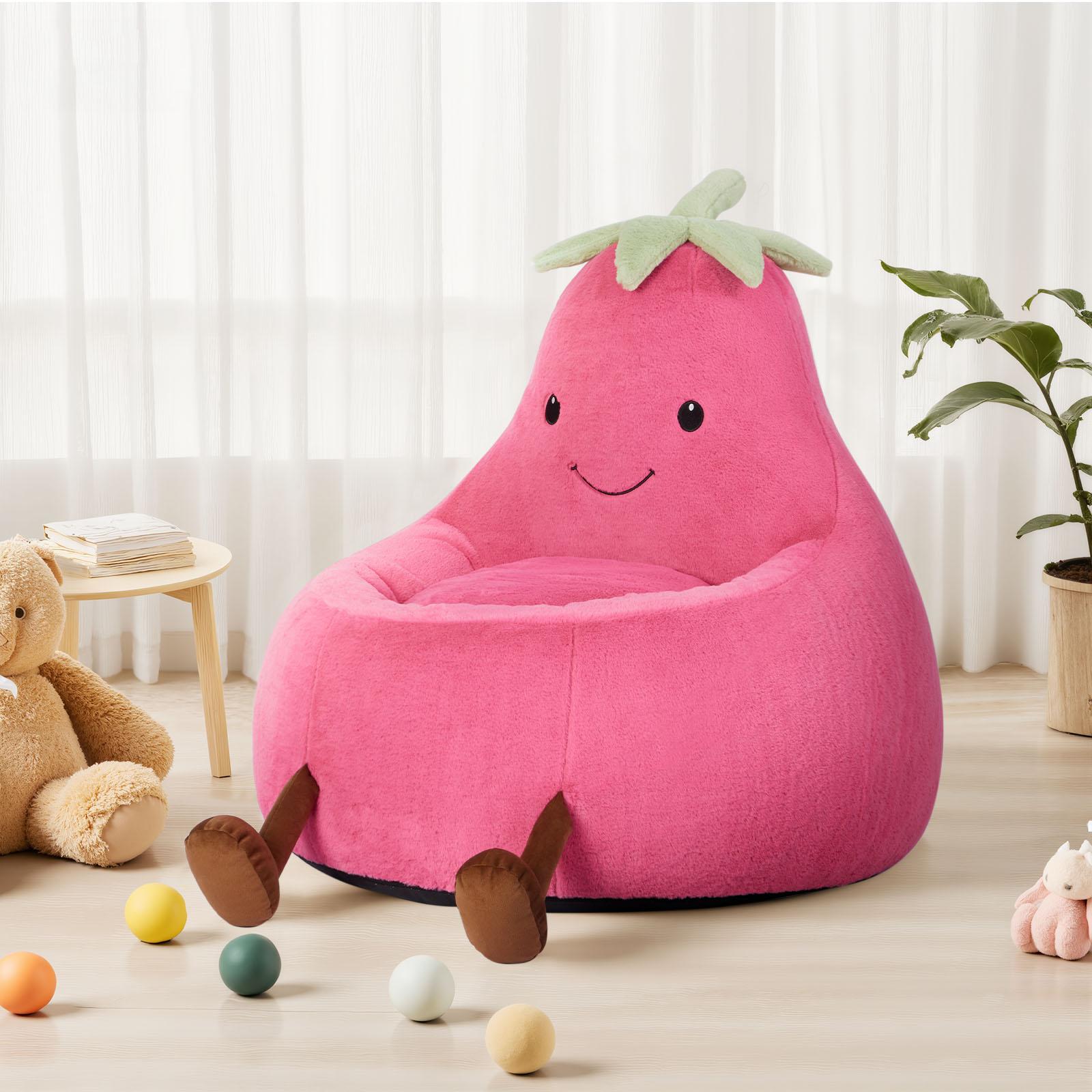 Modern 24-31 Inch High Rebound Memory Foam Bean Bag Chair - Lazy Floor Sofa, Memory Lounge Couch, Modern Sofas, Beige Purple Eggplant Design Padded Furniture for Kids