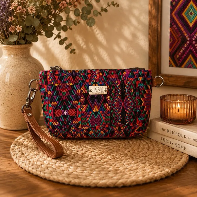 Women's Handmade Guatemalan Woven Crossbody Bag - Artisan Vegan Leather Purse