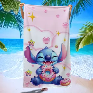 Stitch Donut Beach Towel, Dreamy Star Cartoon Print Quick-Dry Bath Towel, Super Absorbent Microfiber, Perfect for Pool Party, Yoga, Beach Vacation