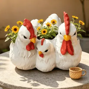 New Country Style Animal Chicken Planter, Cute Design for Desktop Balcony, Succulent Plant Decorative Craft, Cross-Border Home Decoration