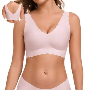 Live - ubras V-Neck Wireless Seamless Bralette No Underwire Full Coverage No Bulge Everyday Wear Pink Trending Color #Spring Statements