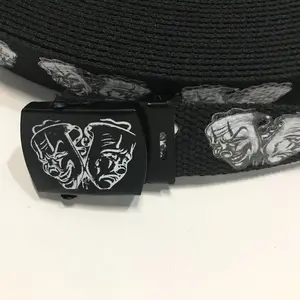 Initial letters Canvas Military Web smile now cry later Belt 50 inch & sylver Letter or waist Decors or longer belt