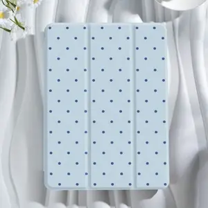 Blue Polka Dot Tri-fold iPad Case, built-in pencil slot, adjustable kickstand, auto sleep/wake function, lightweight and durable. Compatible with iPad 10th/11th Gen,iPad A16, 11-inch/13-inch iPad Air, 11-inch iPad Pro, iPad 2025, and Galaxy Tab S9 FE+12.4