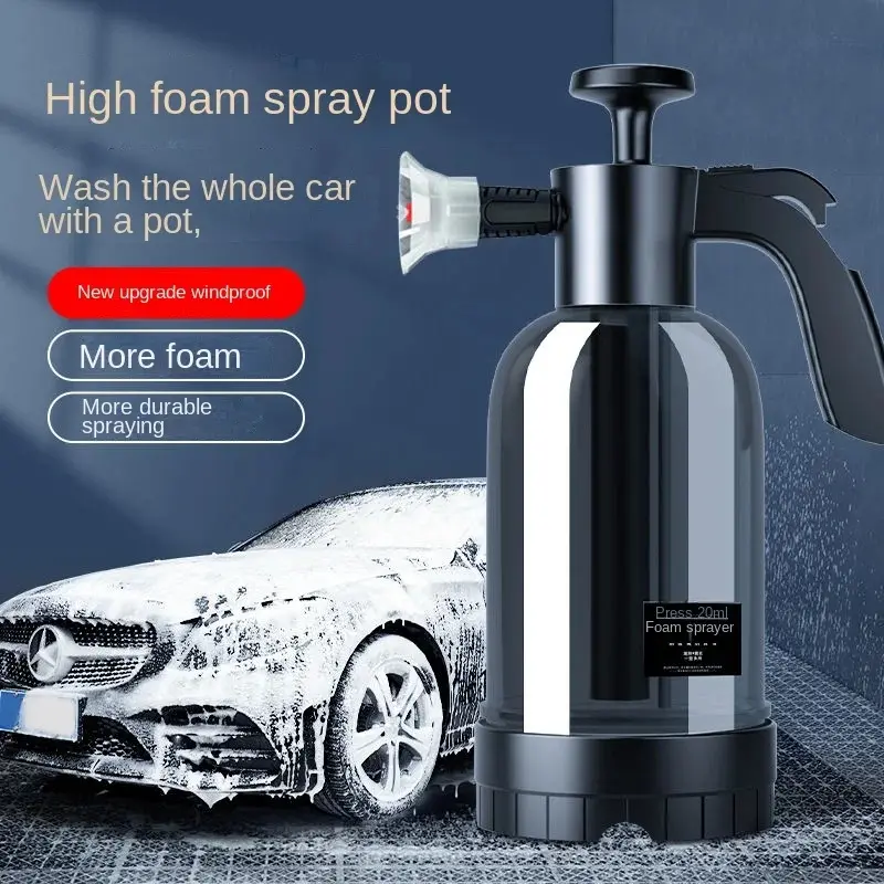 2L Hand Pump Foam Sprayer with 3 Types of Nozzle Hand Pneumatic Foam Cannon Snow Foam Car Wash Spray Bottle Car Window C
